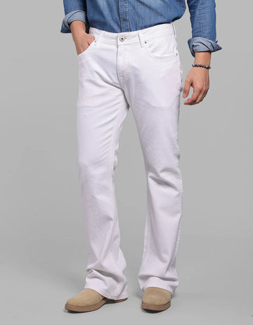 ROOKIES White Mid Rise Loose Boot Leg Stretch Jeans