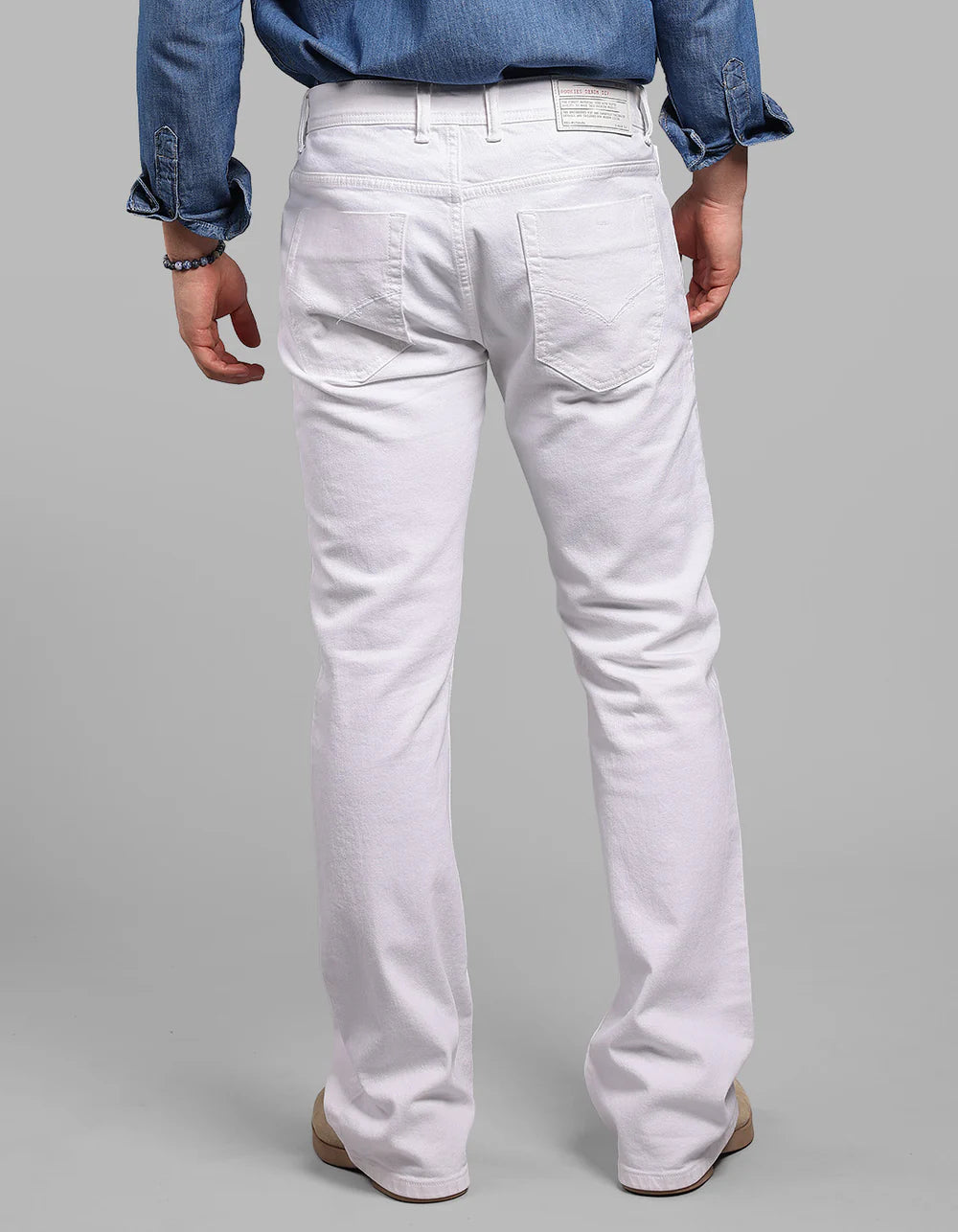 ROOKIES White Mid Rise Loose Boot Leg Stretch Jeans