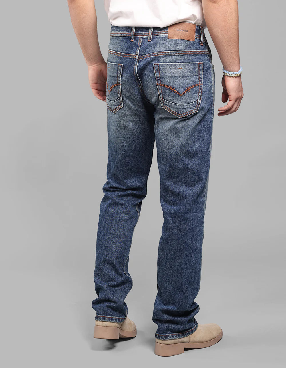 ROOKIES Med Blue Midrise, Comfort And Straight Fit Stretch Jeans