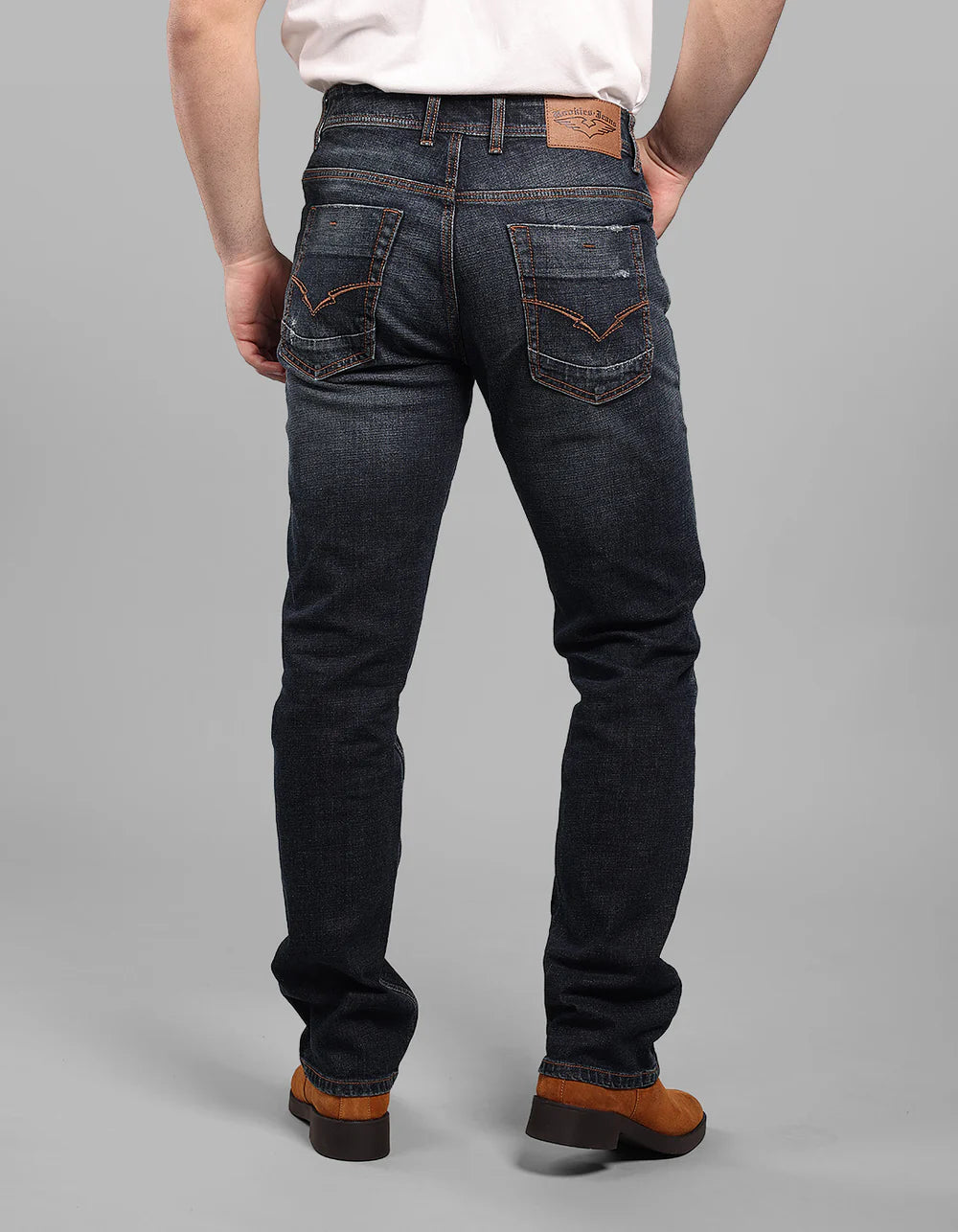 ROOKIES Dark Blue Midrise, Comfort And Straight Fit Stretch Jeans