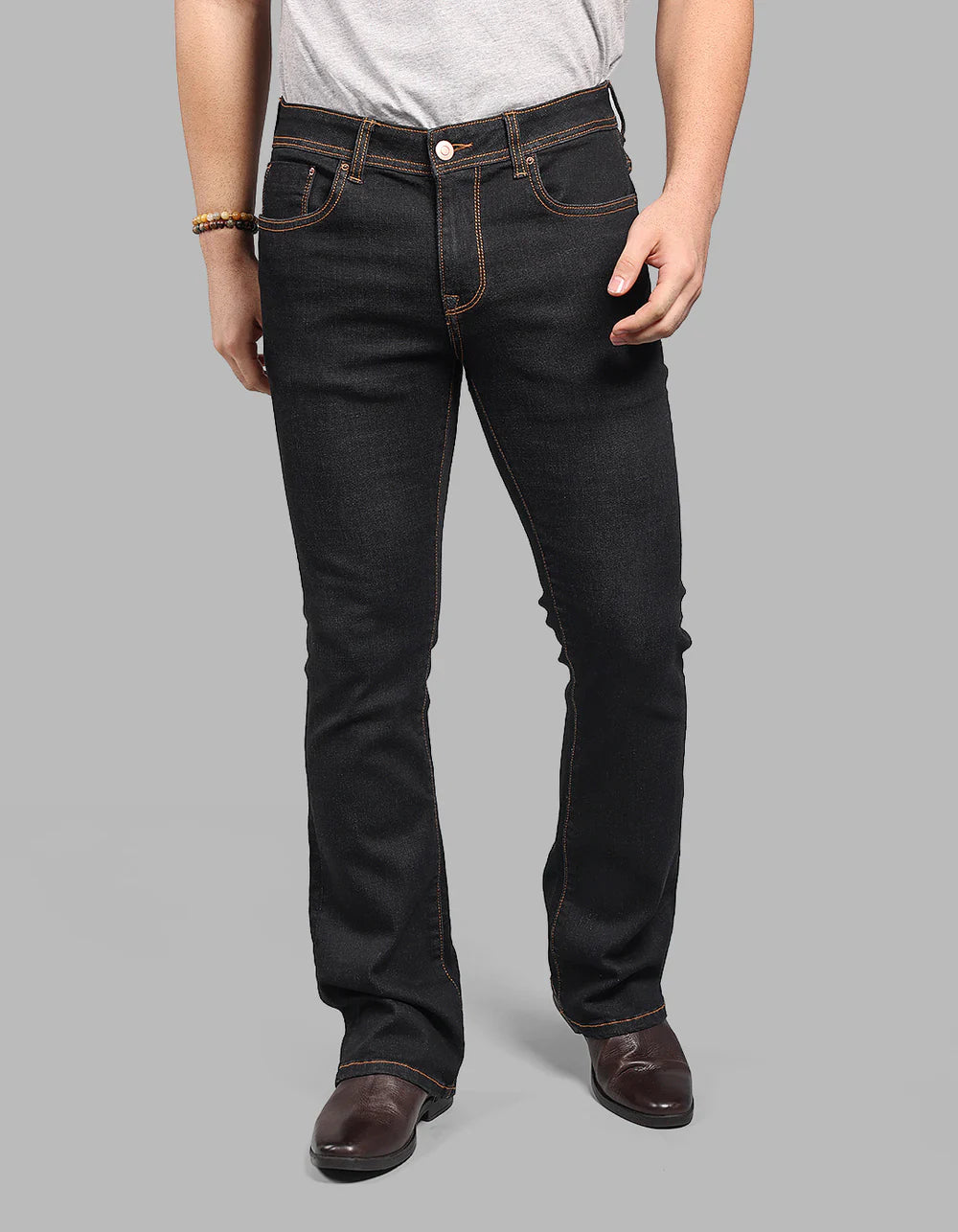 ROOKIES Charcoal Mid Rise Loose Boot Leg Stretch Jeans