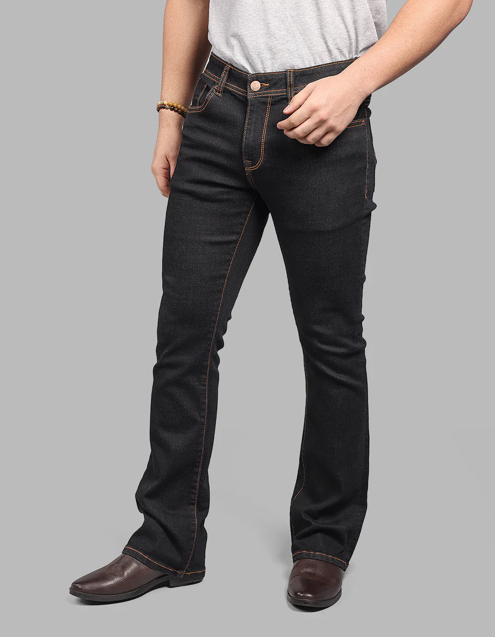 ROOKIES Charcoal Mid Rise Loose Boot Leg Stretch Jeans