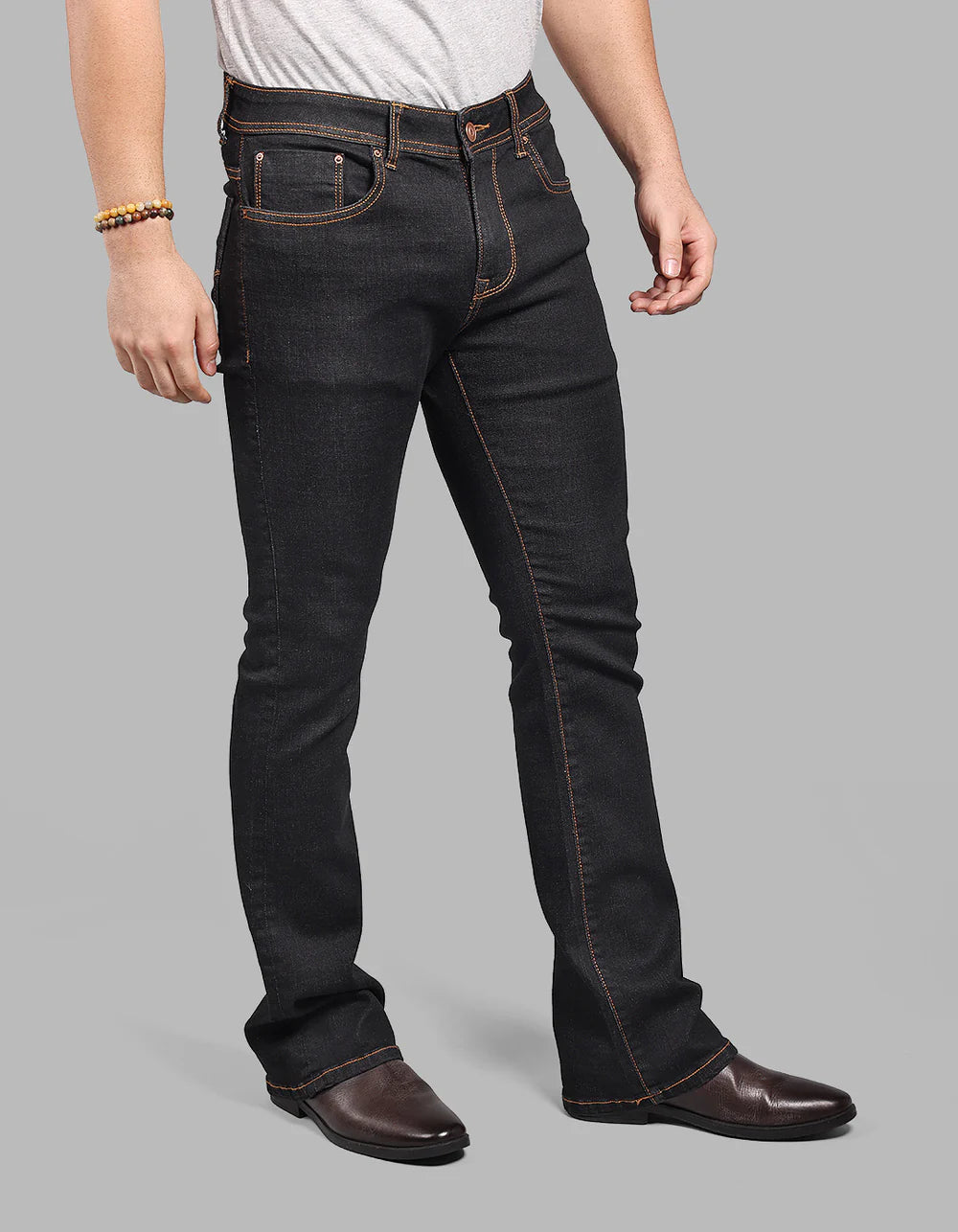 ROOKIES Charcoal Mid Rise Loose Boot Leg Stretch Jeans
