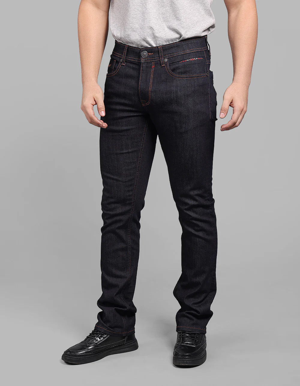 ROOKIES Dark Blue Mid-Rise Slim Straight Fit Stretch Jeans