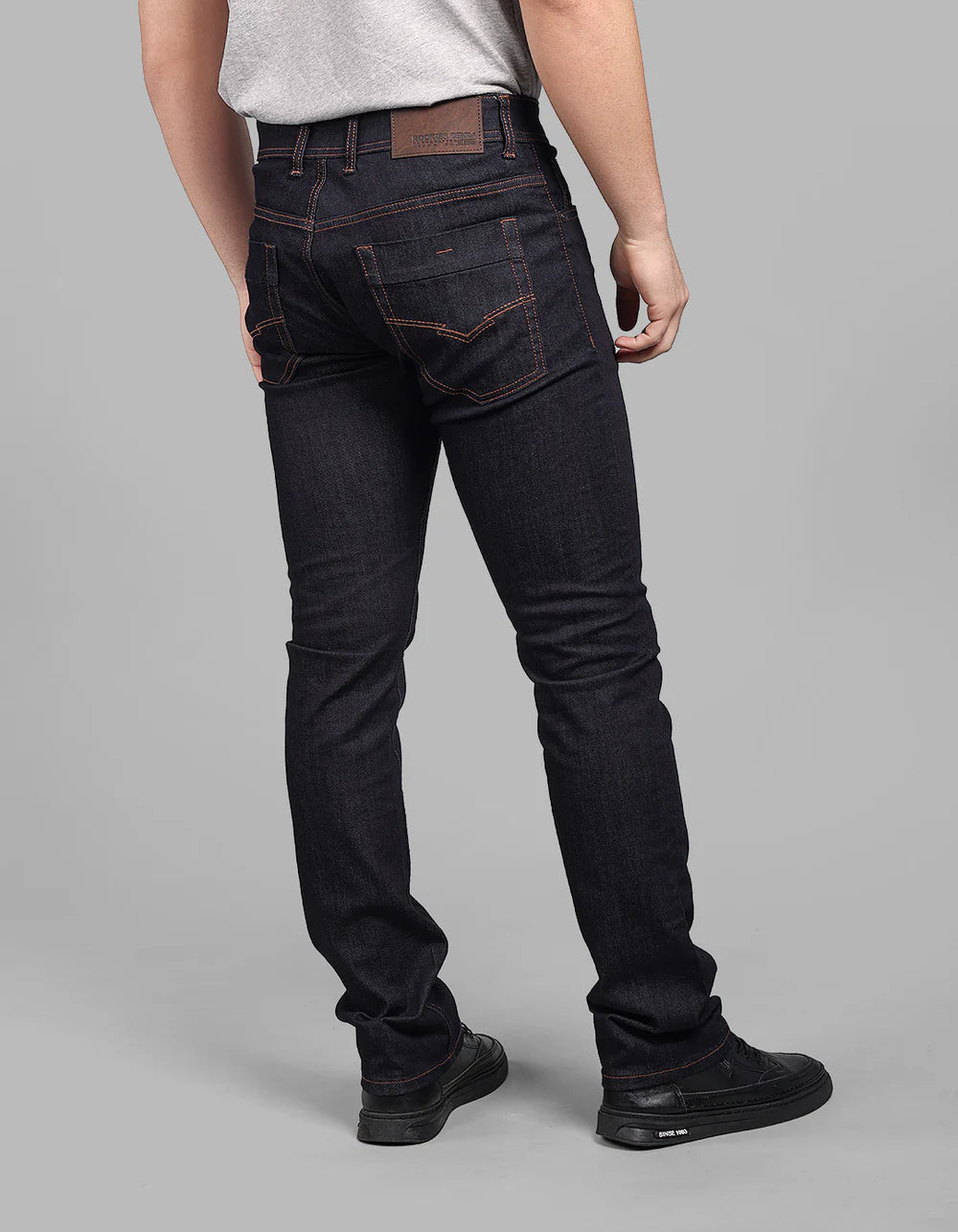 ROOKIES Dark Blue Mid-Rise Slim Straight Fit Stretch Jeans