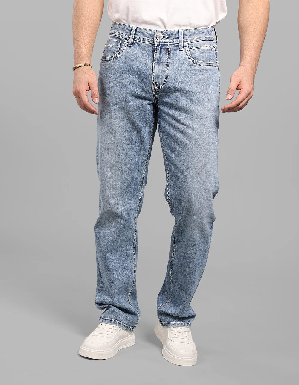 ROOKIES Light Blue Midrise, Comfort And Straight Crop Length Stretch Jeans