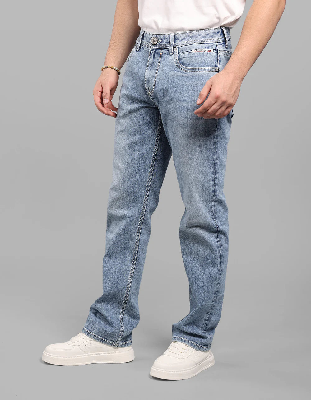 ROOKIES Light Blue Midrise, Comfort And Straight Crop Length Stretch Jeans