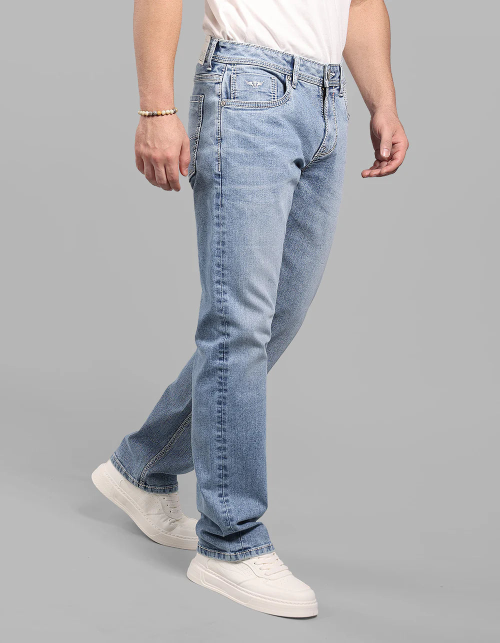 ROOKIES Light Blue Midrise, Comfort And Straight Crop Length Stretch Jeans