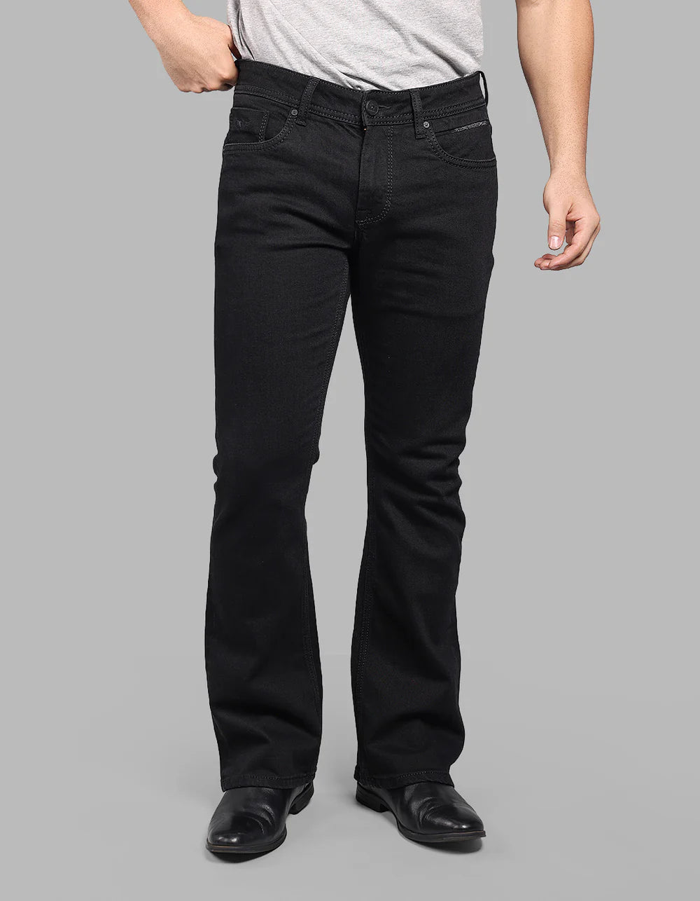 ROOKIES Black Mid Rise Loose Boot Leg Stretch Jeans