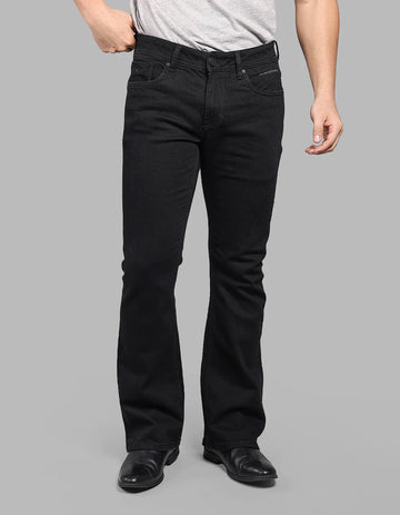ROOKIES Black Mid Rise Loose Boot Leg Stretch Jeans