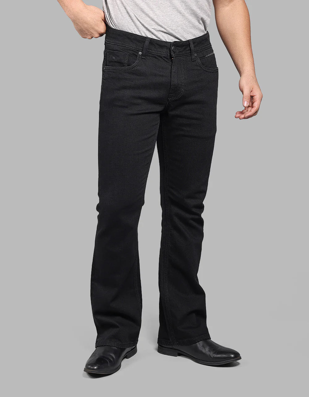 ROOKIES Black Mid Rise Loose Boot Leg Stretch Jeans