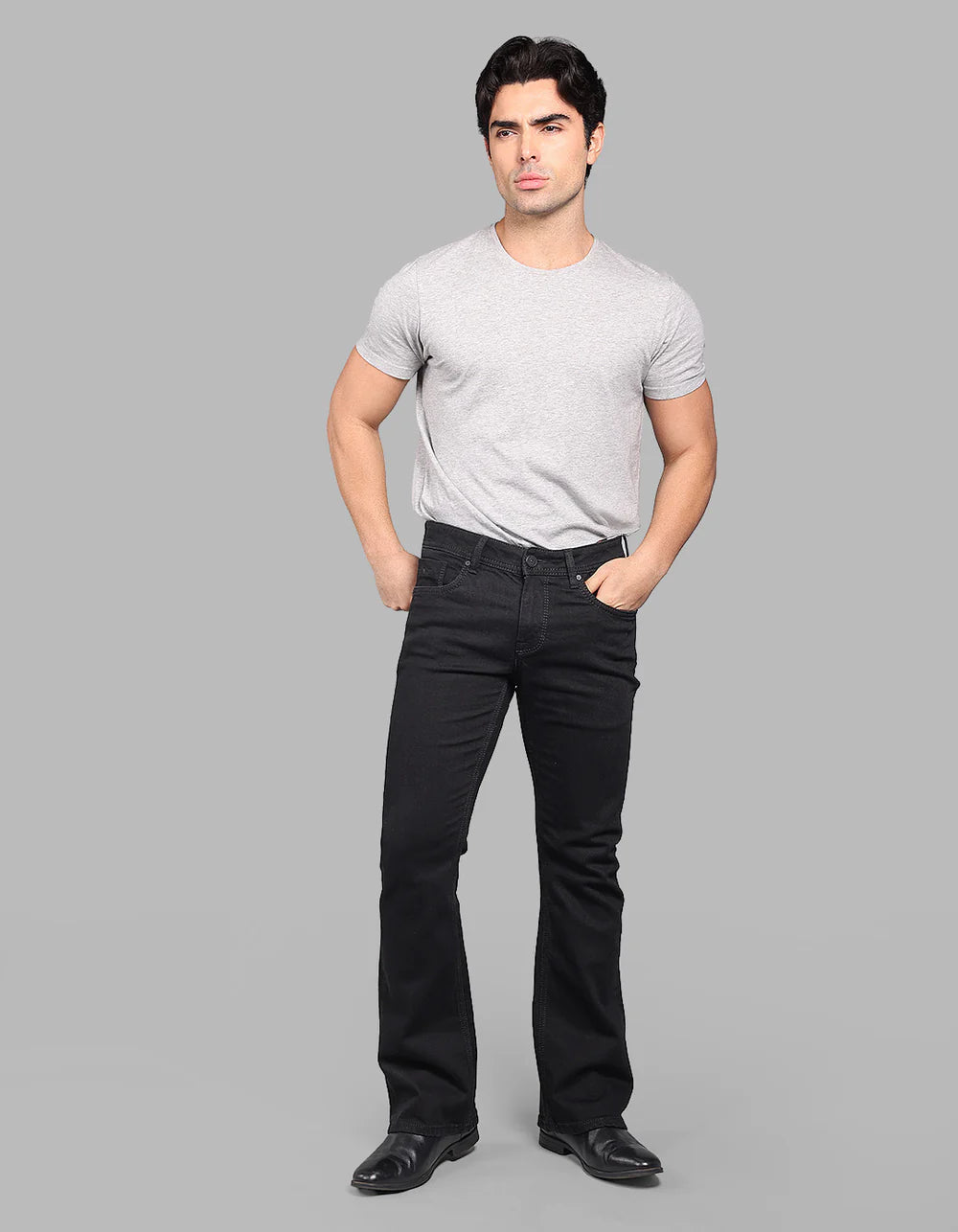ROOKIES Black Mid Rise Loose Boot Leg Stretch Jeans