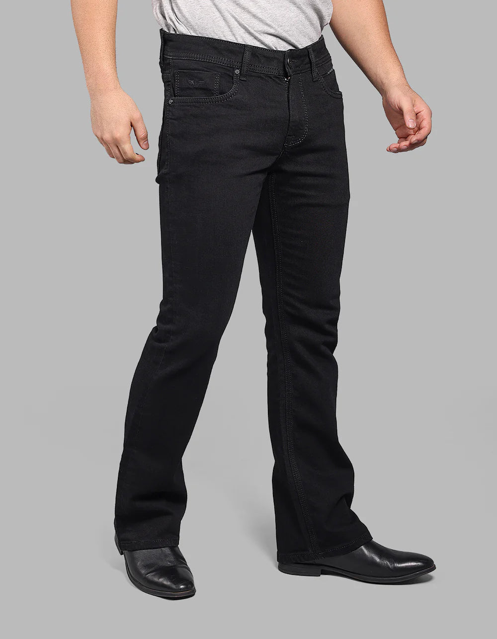 ROOKIES Black Mid Rise Loose Boot Leg Stretch Jeans