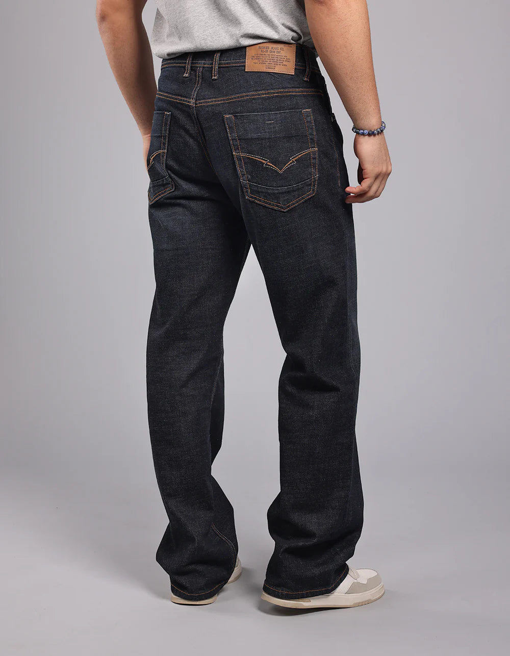ROOKIES Dark Blue Midrise Loose Fit Stretch Jeans