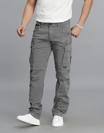 ROOKIES Men's Clay Grey Regular Fit Cargo Pant