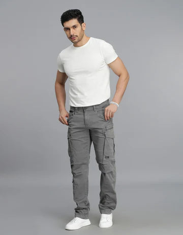 ROOKIES Men's Clay Grey Regular Fit Cargo Pant