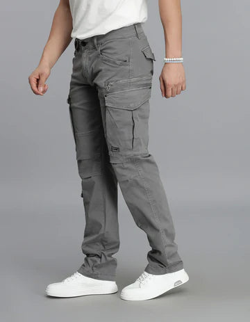 ROOKIES Men's Clay Grey Regular Fit Cargo Pant
