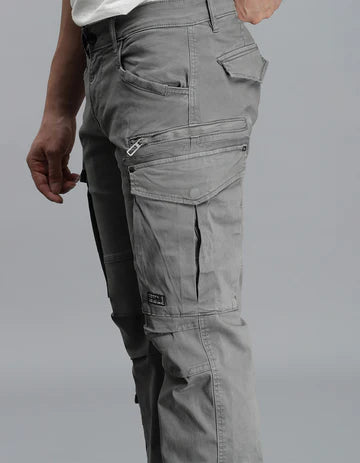 ROOKIES Men's Clay Grey Regular Fit Cargo Pant