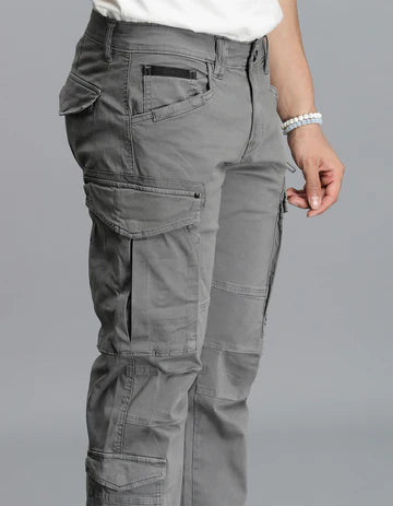 ROOKIES Men's Clay Grey Regular Fit Cargo Pant