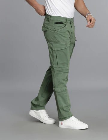 ROOKIES Men's Green Regular Fit Cargo Pant