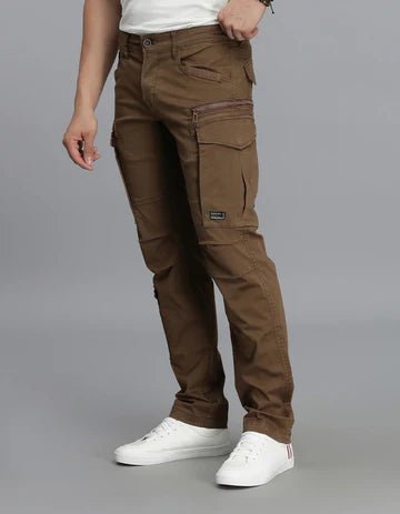 ROOKIES Men's Khaki Regular Fit Cargo Pant
