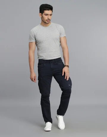 ROOKIES Men's Navy Regular Fit Cargo Pant