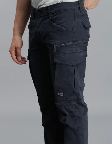 ROOKIES Men's Navy Regular Fit Cargo Pant