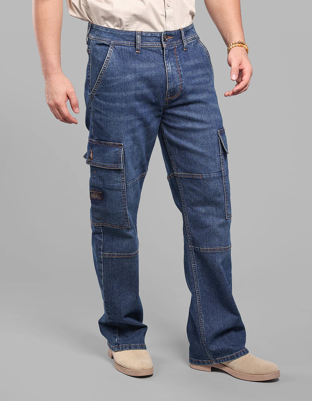 ROOKIES Dark Blue Loose Fit Denim Cargo