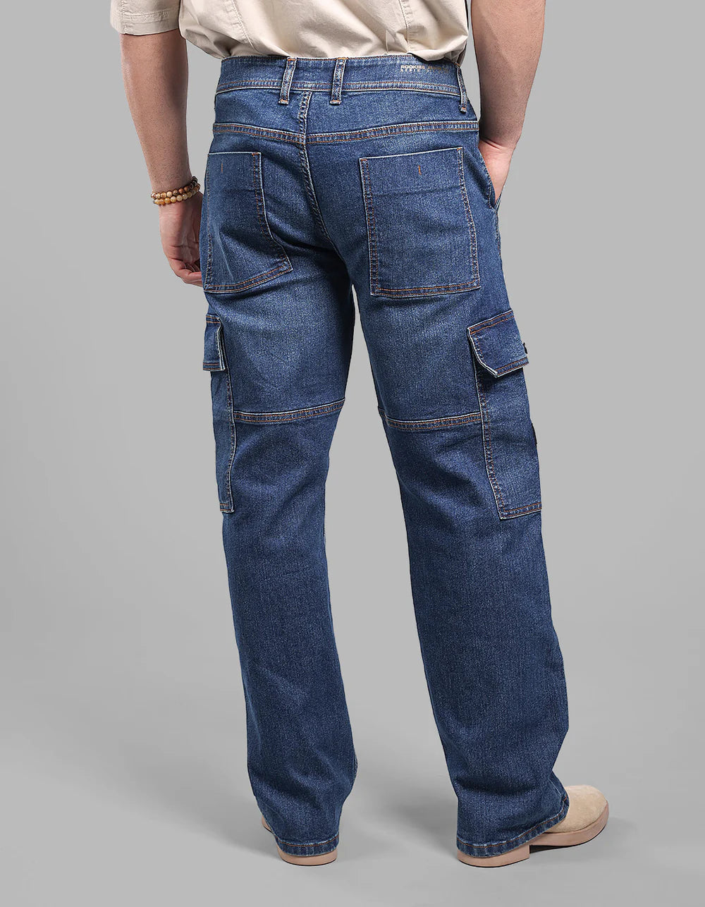 ROOKIES Dark Blue Loose Fit Denim Cargo