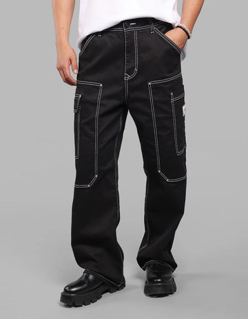 ROOKIES Black Loose Fit Denim Cargo