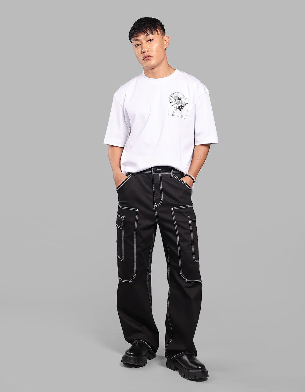 ROOKIES Black Loose Fit Denim Cargo