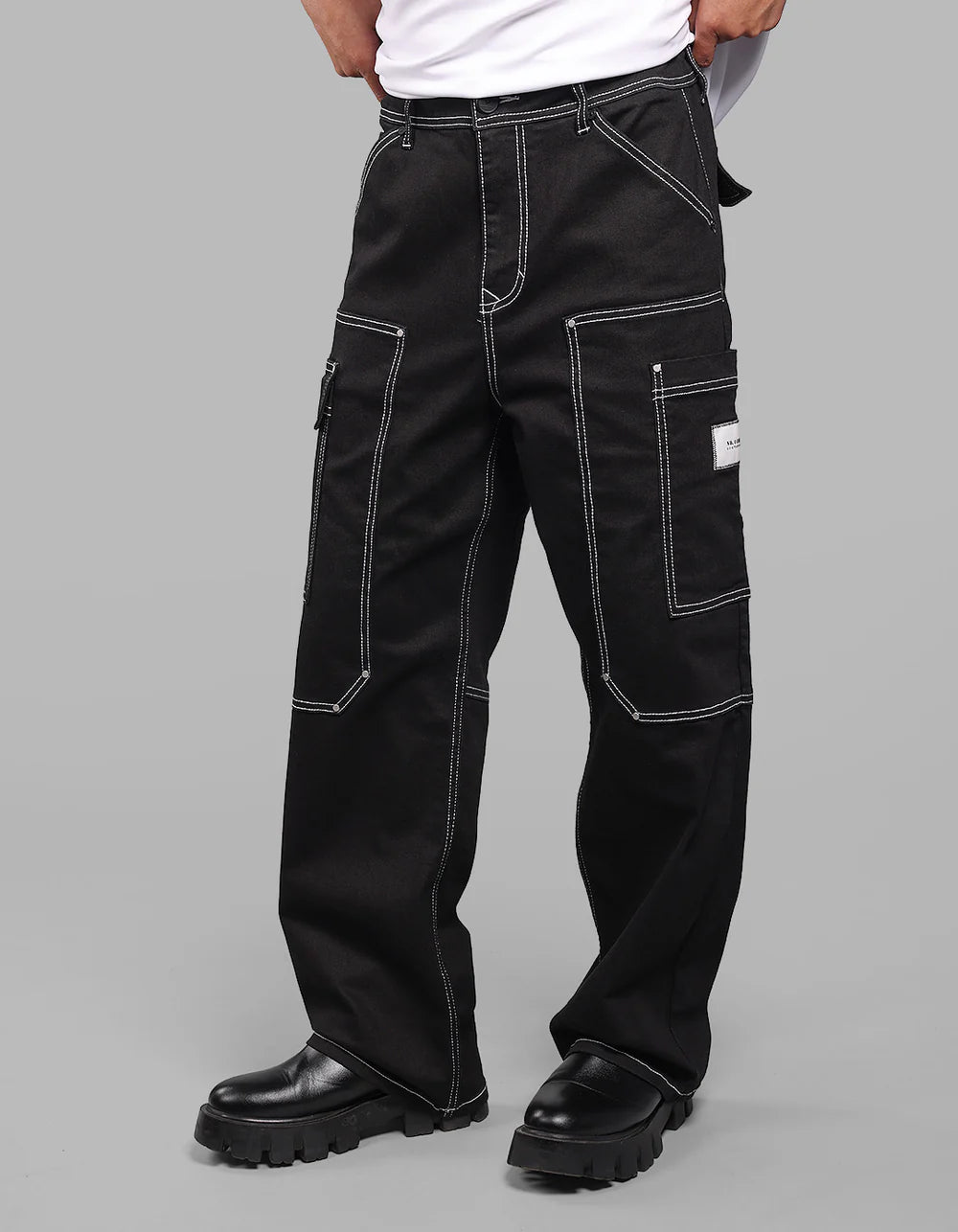 ROOKIES Black Loose Fit Denim Cargo