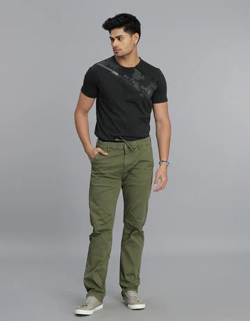 ROOKIES Men's Olive Regular Fit Cargo Pant