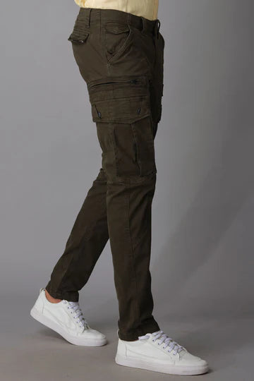 ROOKIES Men's Military Green Regular Fit Cargo Pant