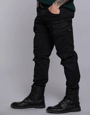 ROOKIES Men's Black Regular Fit Cargo Pant
