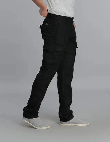 ROOKIES Men's Black Linen Cargo Pant