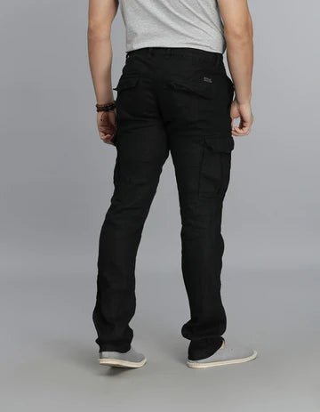 ROOKIES Men's Black Linen Cargo Pant