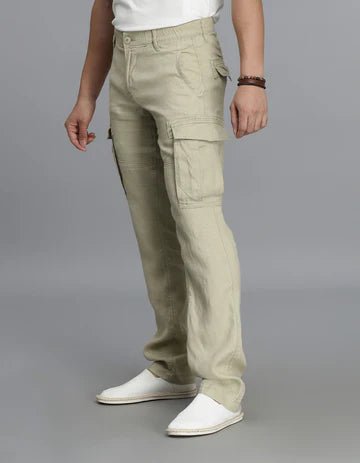 ROOKIES Men's Khaki Linen Cargo Pant