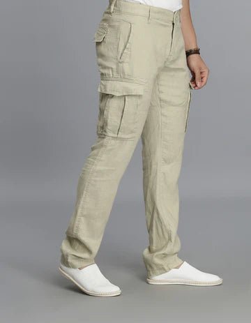 ROOKIES Men's Khaki Linen Cargo Pant