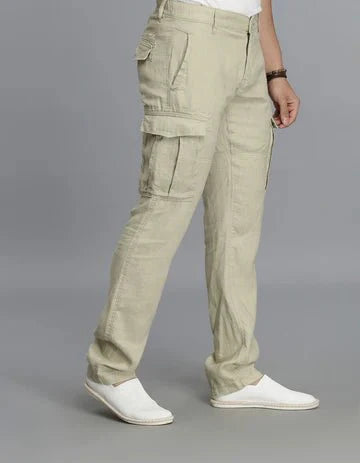 ROOKIES Men's Khaki Linen Cargo Pant