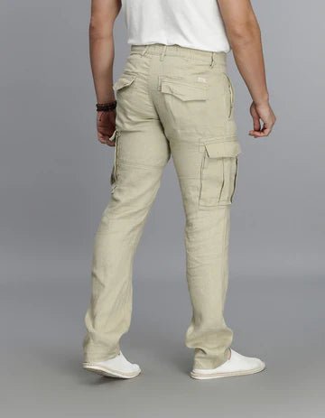 ROOKIES Men's Khaki Linen Cargo Pant