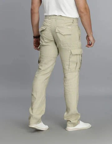 ROOKIES Men's Khaki Linen Cargo Pant