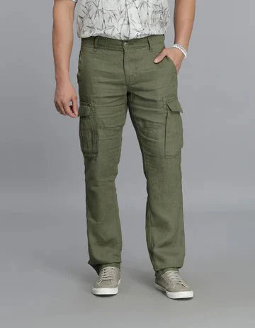 ROOKIES Men's Olive Linen Cargo Pant