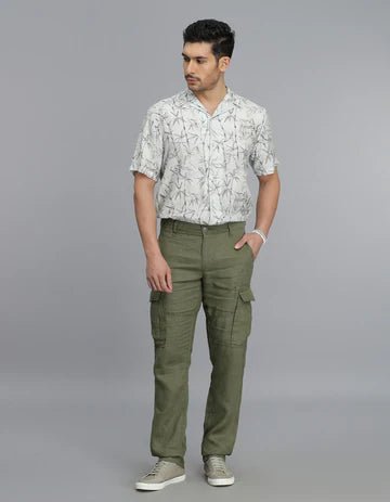 ROOKIES Men's Olive Linen Cargo Pant