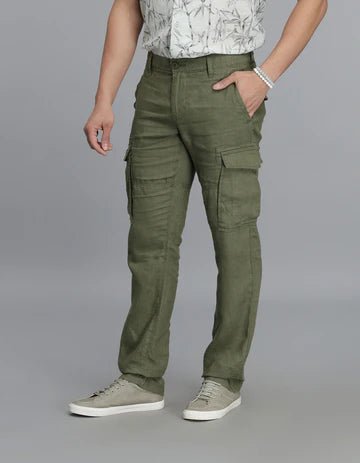 ROOKIES Men's Olive Linen Cargo Pant