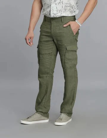 ROOKIES Men's Olive Linen Cargo Pant