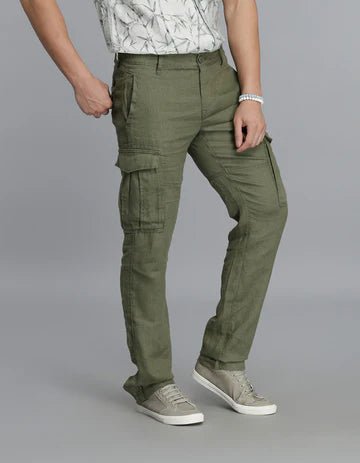 ROOKIES Men's Olive Linen Cargo Pant
