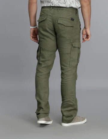 ROOKIES Men's Olive Linen Cargo Pant