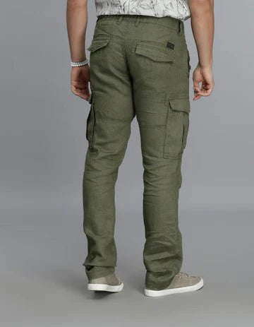 ROOKIES Men's Olive Linen Cargo Pant