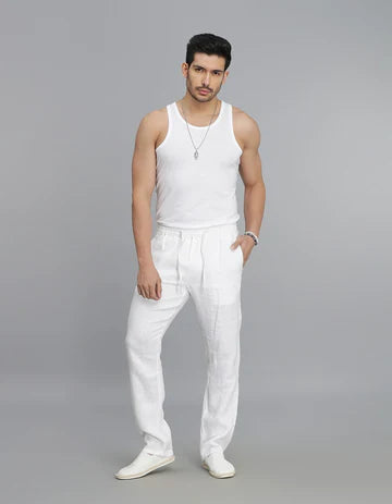 ROOKIES Men's White Linen Pant